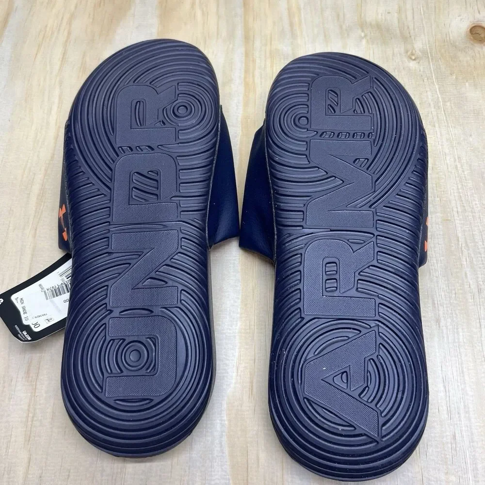 NEW sz 10 Auburn Tigers Under Armour Ansa Slide Sandals Blue